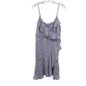 Express Womens Surplice Dress Spaghetti Straps Ruffle Violet/White Medium New